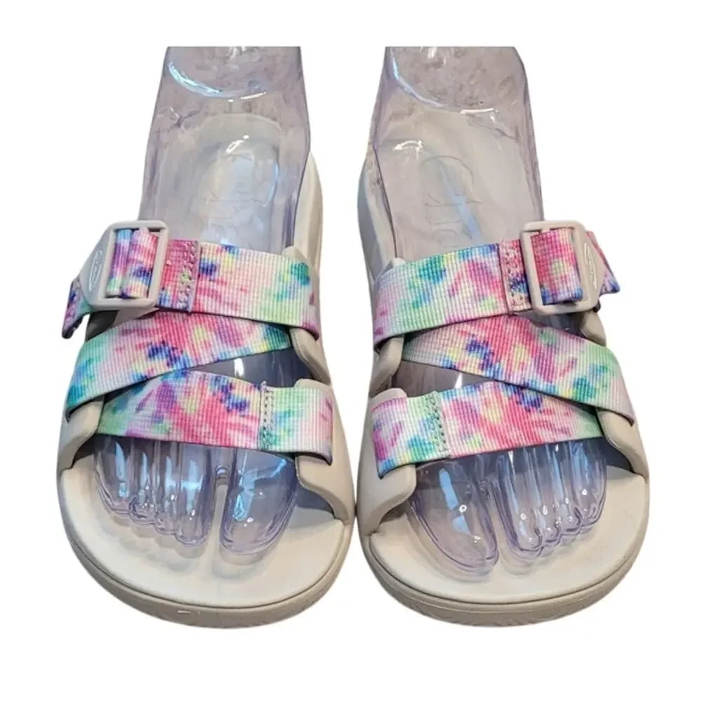 Chaco Chillos Slide Sandals Women's Beige 7 Tie Dye Cream Sport Slides